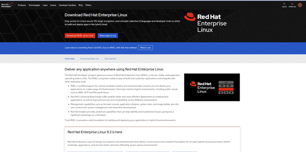 Get Red Hat Enterprise Linux for Free as a Developer